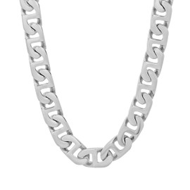 STEEL NATION JEWELRY Men's Stainless Steel 6.5mm Flat Mariner Link Chain Necklace - Choice of Length and Color, Large, Metal
