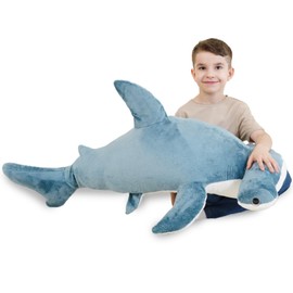 Zctghvy 37 inch Hammerhead Shark Stuffed Animal Giant Soft Plush Shark Toy Realistic Blue Ocean Animal Gift for Kids and Adults