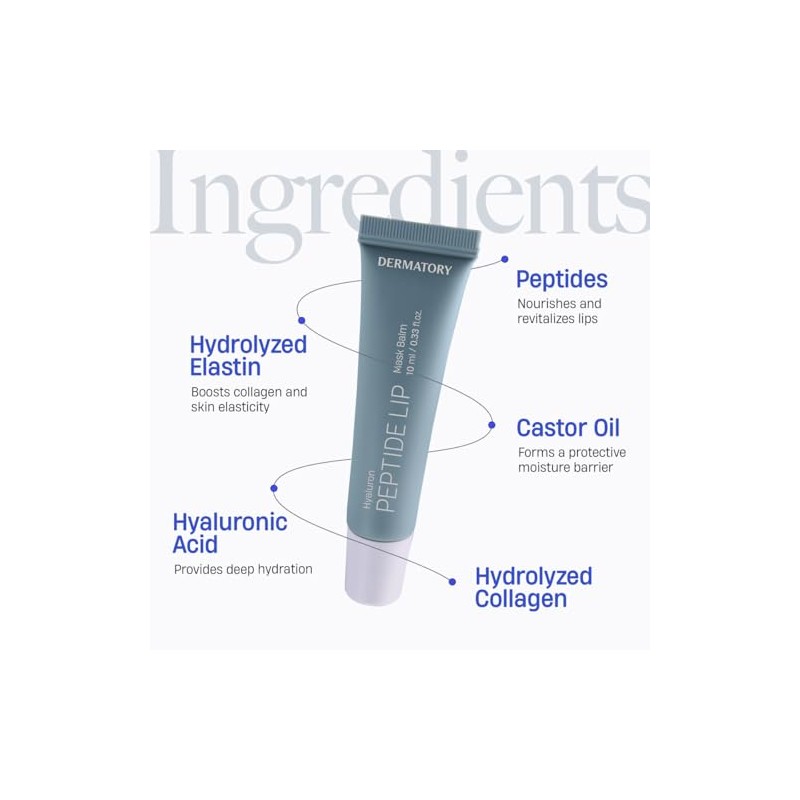 DERMATORY Mascarilla Labial Hidratante Y Humectante Con Péptidos Hialurónicos (10