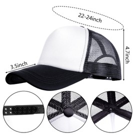 Haakong 6 Pack Trucker Hat Bulk Mesh Cap for Women Men Adjustable Blank Hats for DIY Sports Outdoor (CA/US, Alpha, One Size, Black and White)