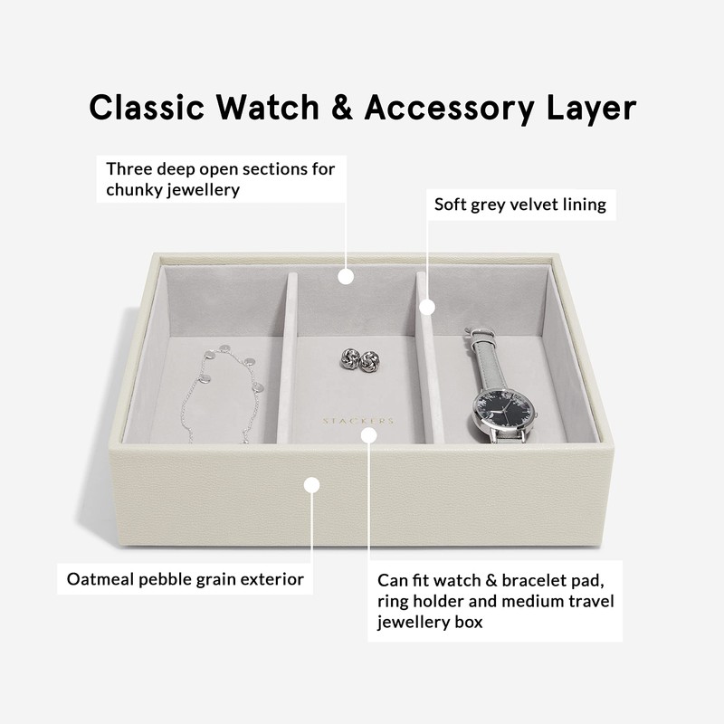 Stackers Oatmeal Classic Medium Jewellery Box Watch/Accessories Layer