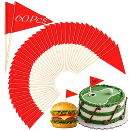 60 PCS Solid Red Toothpick Flags - Mini Plain Red Triangle Sticks with Writable Surface, Golf Cupcake Toppers Sticks Blank Flag Fruit Cheese Markers for DIY Decorations & Custom Labeling