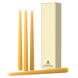 Pickood 10-Inch Tall Dripless Taper Candles Set of 4 - Mustard Yellow Tapered Candles, Perfect for Spring - Smokeless, Unscented, Long Burning - Hand Poured, Colored Tall Candlesticks - Mustard