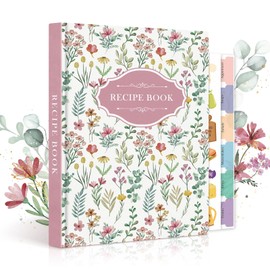 Lanpn Blank Recipe Book Cookbook for 70 Recipes, A5 Waterproof Empty Recipe Notebook to Organize Your Family Recipes, Leather Cooking Journal with Stickers to Write in Your Own Recipes, Pink