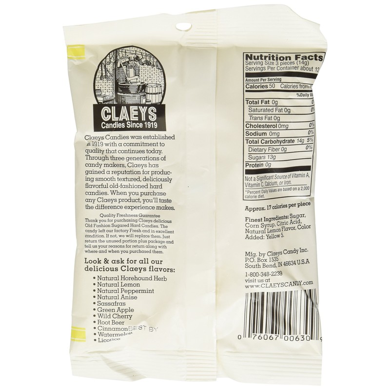 Claey's Candies Lemon Drop Hard Candy, 6 Package Deal