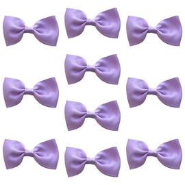 Lilac Hair Bows Clips Slides Grips 2.7" inch Soft Ribbon Small Straight School Hairbows for Girls 10pcs