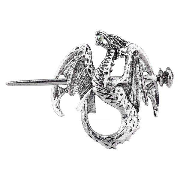 Lux Accessories Silver Tone Mystical Dragon Nailed Wings Fashionable Hair Accessories