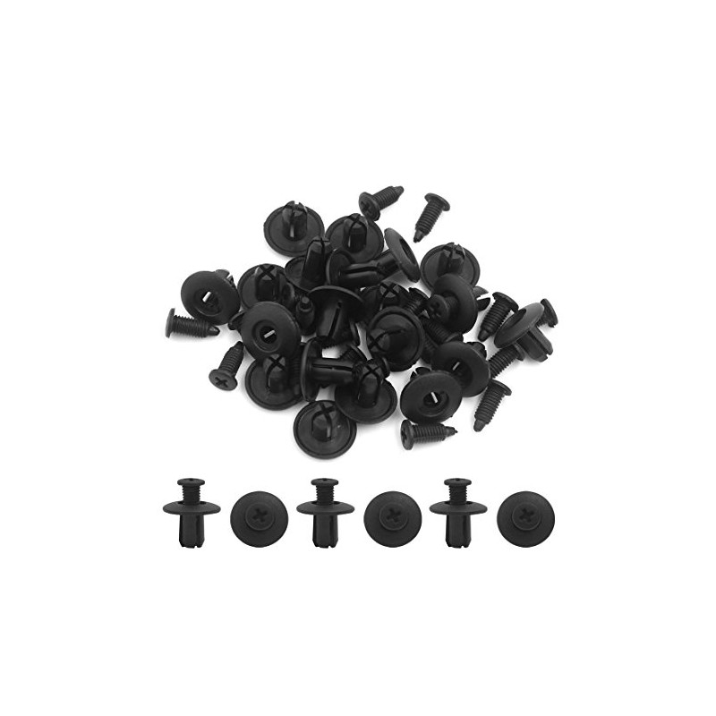 uxcell 20 Pcs Black 8mm Hole Plastic Rivets Fastener Fender