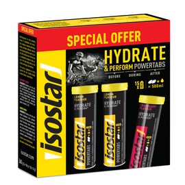 Isostar - Hydrate & Perform Powertabs Lemon and Cranberry Flavour - Tablets for Isotonic Drink - Carbohydrates and Electrolytes Supply - 3 Tubes of 10 Tablets