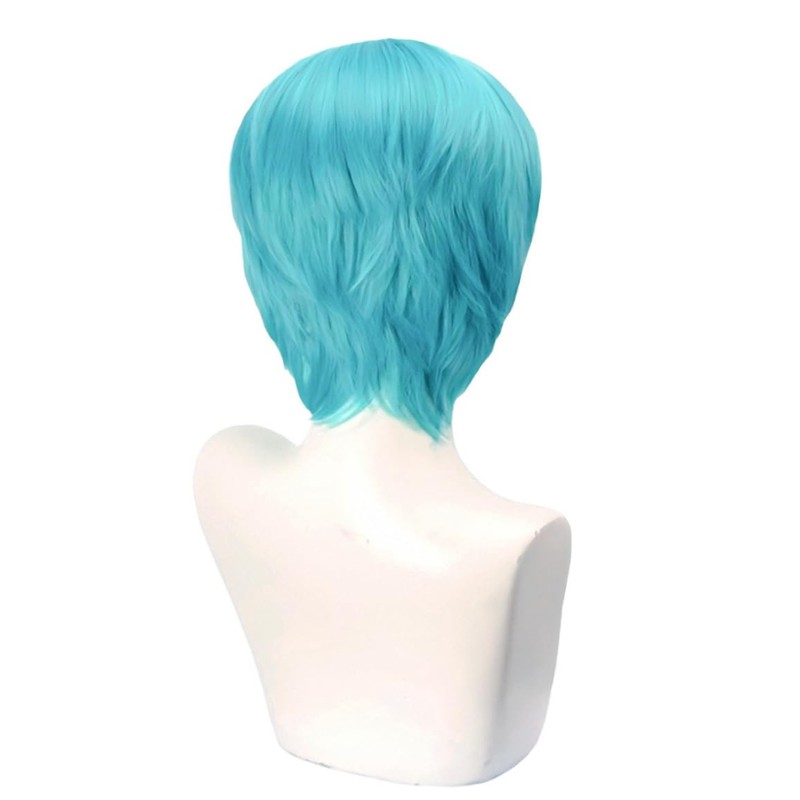 Mens Short Blue Wig Costume Cosplay Anime Hair, Jasa Idol