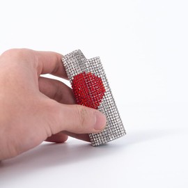 Shiny Rhinestone Lighter case, Heart Shape Design Lighter Holder, Compatible with BIC-J6 Lighter Model