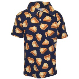 Unique Baby Boys Pumpkin Pie Thanksgiving Collared Polo T Shirt (7, Pie)