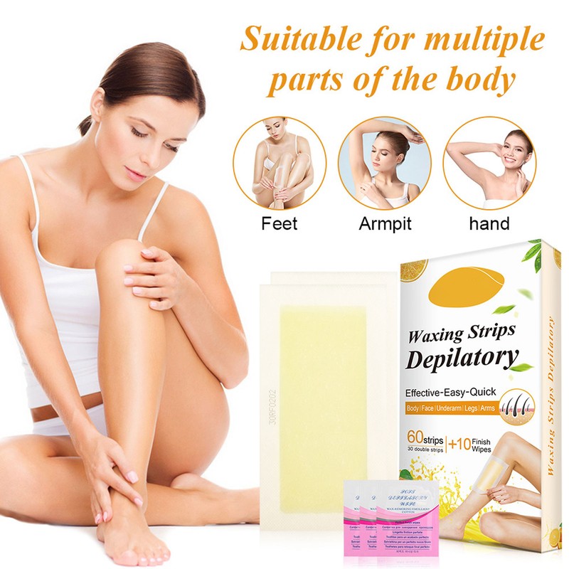 60pcs Wax Strip Gentle Fast Hair Removal Painless Remover Strips