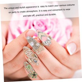 BIUDECO 12Pcs Crystal Nail Rings Set for Women Open Nails Ring Decor Rhinestones Chic Fingertip Protector Accessories for DIY Manicure Parties