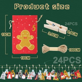 Advent Calendar for Filling Fabric Bags 1-24 Advent Calendar for Crafts with Clip DIY Christmas Calendar 2024 Fill Yourself Fabric Christmas Gift Bags for Children Men Women