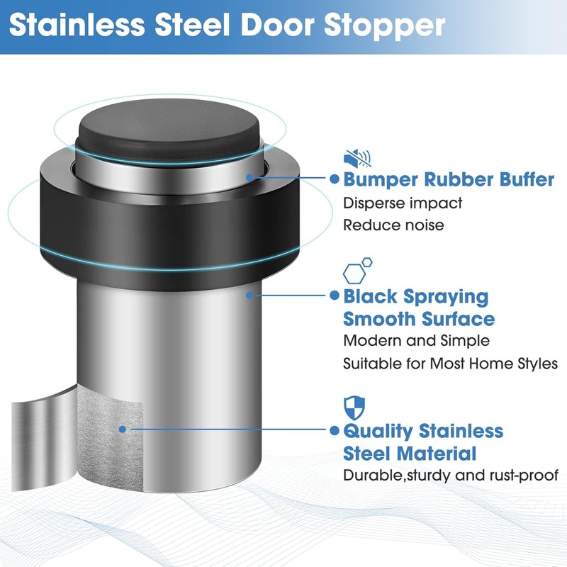 Chumia Stainless Steel Floor Door Stopper Set – Heavy Duty