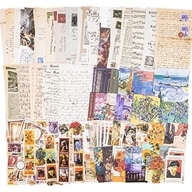 Knaid Vintage Scrapbook Supplies Pack (200 Pieces) for Art Journaling Bullet Junk Journal Planners DIY Paper Stickers Craft Kits Notebook Collage Album Aesthetic Cottagecore Picture Frames (Artistic)