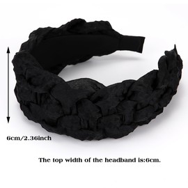 NARUNING 1-Pack Organza Cross-braided Headbands, Solid Color Fashionable Hairbands, High Elastic Headband for Women, Simple Headwear Accessories for Women and Girls (Solid Color-Black, One Size)