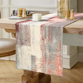 Hanrunsi Table Runner Wedding Linen Double Layer Table Runner Thick Pink and Grey Spring Winter Summer Autumn Decorative Cloth for Kitchen Table Indoor Holiday Party Decor 40 x 140 cm