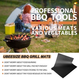 UBeesize 3 Pack Grill Mats for Outdoor Grill, Heavy Duty Grill Mats, Non Stick BBQ Grill Mats & Baking Mats, Resuable and Easy to Clean, Works on Gas Charcoal and Electric BBQ-15.75 x 13 Inch