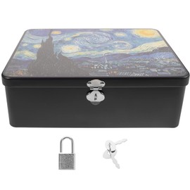 NUOLUX Tin Can Case, Storage Box, Sundries Box, With Lid, Keyed Box, Memory Box, Small Box, Small Items, Vintage Collection Box, Gift Box, 9.6 x 7.1 x 3.3 inches (24.5 x 18 x 8.5 cm)