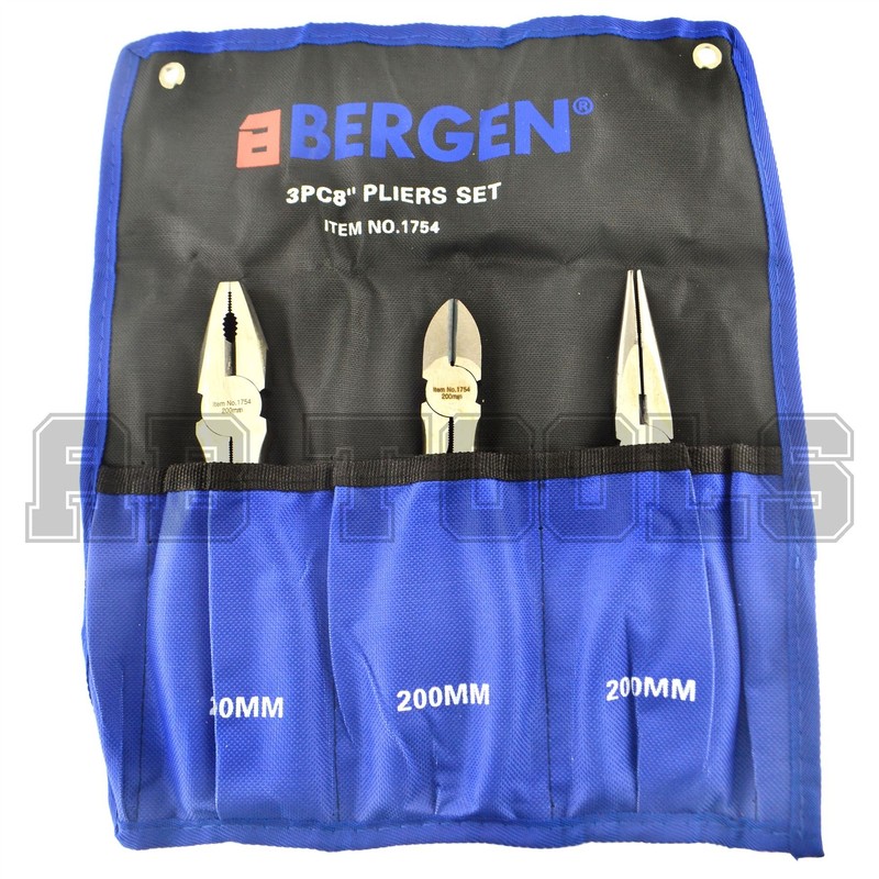 3pc Professional plier Set (Combination/Cutters and Long Nose) AT125
