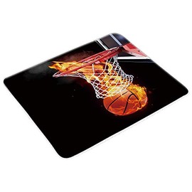 TJZ HOME, Flaming Basketball Sport Bath Mats for Bathroom, ﻿ Modern Orange Black , Absorbent Bath Rugs Non-Slip Decor Quickly Drying Comfort Floor Mat（30〃x18〃）