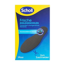 Scholl, solette fresche, solette antiodore, con carbone attivo neutralizzante gli odori, ideali per scarpe da ginnastica sudate o puzzolenti, inserti su misura, 36-46, 1 paio di nero