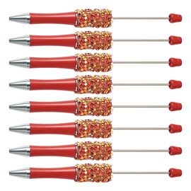 Boutigem Diamond Ballpoint Pens, Rhinestone Ballpoint Pens, Glitter Plastic Bead Pens with Star Sequins for DIY Pens Decoration School Office Writing Supplies Fireclay Stone 8 Pieces