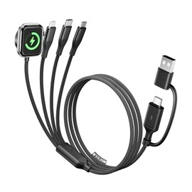 A-Pce 4-in-2 Multi Charging Cable with Smartwatch Charging, Black-4FT