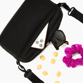 Lucy & Co. Crossbody Treat Bag, Pet Treat Pouch, Fanny Pack, Shoulder Bag, Wear 3 Ways, Hidden Poop Bag Dispenser, Zip Treat Pocket, Phone Pocket, Dog Accessories (Black)