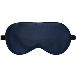 LaCourse 100% Natural Mulberry Silk Eye Mask for Sleeping with a Travel Pouch, Both Sides 19 Momme Organic Silk, Adjustable Silk Sleep Eye Mask for Women & Men, Navy Blue