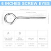 4 Pack 6 Inches Heavy Duty Screw Eyes Hooksws, 500LBS