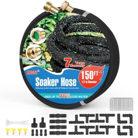 Naicet Soaker Hose 150FT Heavy Duty Rubber Saves 75% Water End Cap Included for Additional Hose Connect Great for Gardens/Flower Beds