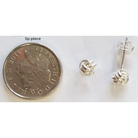 Sterling Silver Wool Knot Earrings - SIZE: 6mm. Gift Boxed silver wool Knot Stud Earrings. 5198