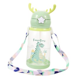 FELTECHELECTR Cute Water Cup with Straw Lightweight Leak Water Bottle Cartoon Design for Easy Drinking Portability for Outdoor Use
