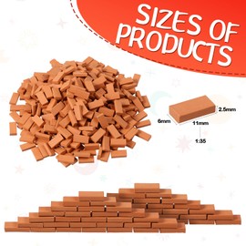 Civaner 350 Pieces Mini/Tiny Bricks for Landscaping Red Miniature/Model Brick Wall Small Bricks for Crafts Realistic Fake Bricks Mini Blocks for Dollhouse Mini Garden Accessories,1/35 Scale