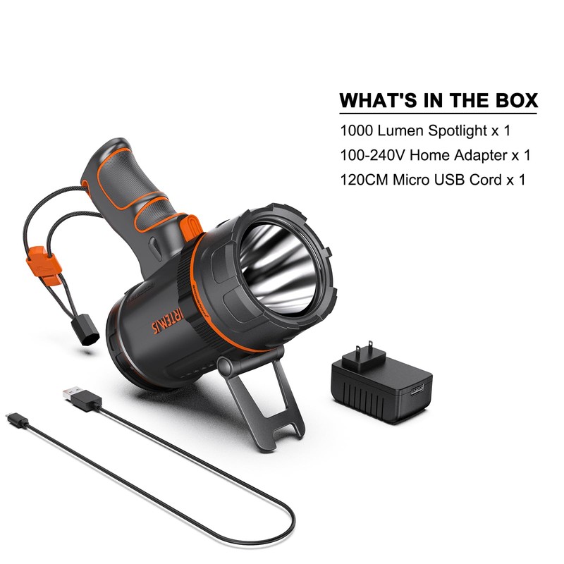 GOODSMANN Spotlight 1000 Lumen Boat Spotlight Waterproof Rechargeable Marine Spotlight
