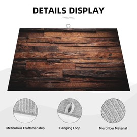 JEPFEIXIA Dark Wood Dish Drying Mat Vintage Natural Wooden Board Rustic Farmhouse Style Drying Rack Pad Countertop Dishes Ultra Absorbent Microfiber Kitchen Counter Mat 18x24 Inch
