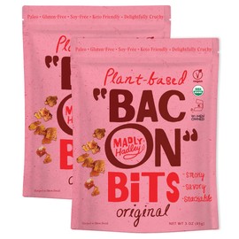Madly Hadley Plant-Based Bacon Bits -Organic, Healthy Vegan Snack, Crunchy Topper, Keto-Friendly, Gluten-Free Topping for Salads, Pasta and Pizza - 6 Oz - Pack of Two (Original)