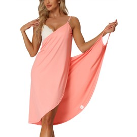 cheibear Womens Cover Ups Beach Seaside Summer Backless Spaghetti Strap Dress Sarongs Wrap Pink 3X-Large