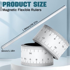 Relaxweex 2 Pcs 39.37 Inch Magnetic Ruler Flexible Magnetic Tape Measure with Both Inches and Centimeters, Suitable for Whiteboard, Lathes, Workshops, Mills, Easy to Take (White)
