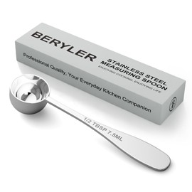 BERYLER 1PCS 1/2tbsp(1.5tsp, 7.5 ml) Single Measuring Spoon, Stainless Steel Individual Teaspoon, Metal Measure Scoop with Gift Box