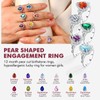 DAYBYDAY Pear Shaped Engagement Ring Sterling Silver September Birthtone Ring