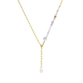 Purelei® Aina Necklace (Gold), Women's Necklace Made of Durable Stainless Steel, Waterproof Jewellery with Pendant, Adjustable up to 50 cm Length, Stainless Steel, Pearl