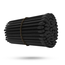 ZIKANI Black Stick Black Tip Fancy Matches 4 inch Match Refill and Striker 200 Long Matches Short Matches Wooden Matches Bulk Decorative Matchsticks for Cloche Jar Box Fireplace (Black/Black)
