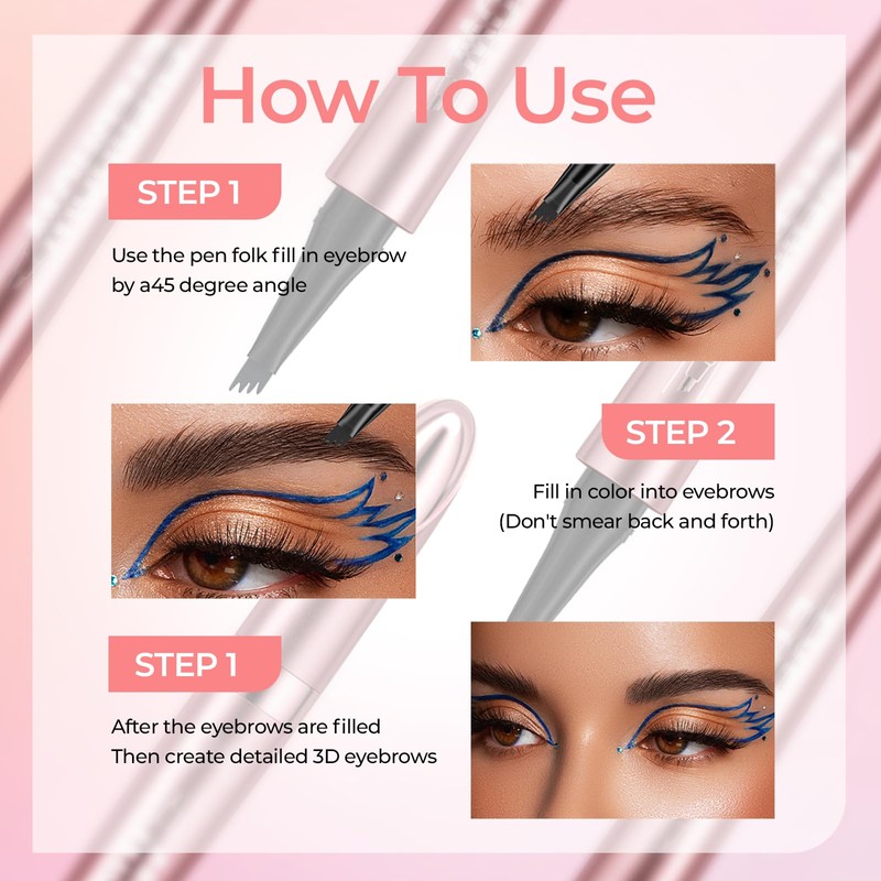 Magic Eyebrow Pen, 2024 New Microblading Eyebrow Pencil with 4