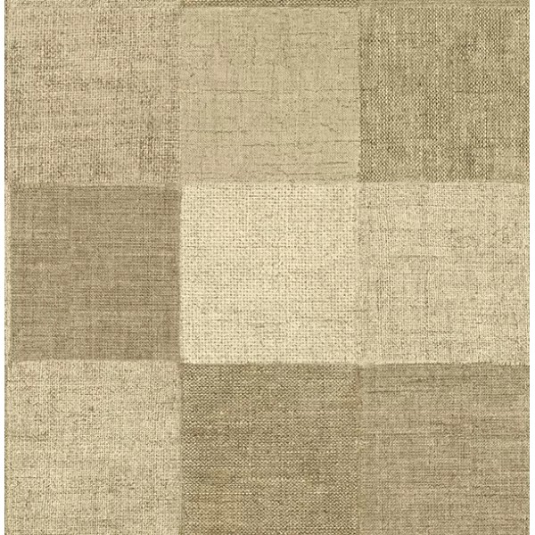 Wallquest Oversized Shades of Light Brown Weave Check Unpasted Wallpaper