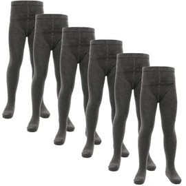 A2Z 4 Kids Cotton Rich 6 Pack Uniform School Tights Comfortable Schoolwear - UF Tights Grey 6 Pack 3-4