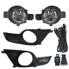 munirater Luces antiniebla transparentes con bisel negro cromado y interruptor de kit+arnés de repuesto para Nissan Altima Sedan 2013-2015 4 puertas